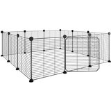  Kavez za ljubimce s 12 panela i vratima crni 35 x 35 cm čelični | shoptok.hr