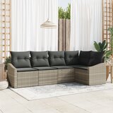 vidaXL 5-delni jedilni set za vrt s blazinami svetlo siva poli ratan | Shoptok.si