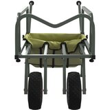 vidaXL Voziček za ribolov z 2 kolesoma zelen prašno barvano jeklo | Shoptok.si