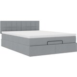 vidaXL Otomanski posteljni okvir z vzmetnico siv 140x200 cm blago | Shoptok.si