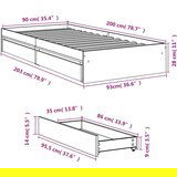  Okvir kreveta s ladicama boja hrasta 90x200 cm drveni | shoptok.hr