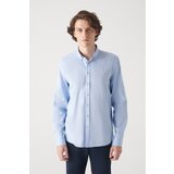 Avva Men's Blue Oxford 100% Cotton Standard Fit Regular Cut Shirt Cene