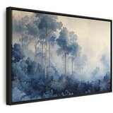  Slika - Landscape with Trees in Illustrative Style Fairy-Tale Blue Forest 120x80 U crnom drvenom okviru | shoptok.hr
