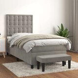 Box spring postelja z vzmetnico svetlo siva 90x200 cm žamet, (20790716) Cene