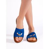 Shelvt Women's flat blue slippers cene