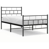  The Living Store Kovinski posteljni okvir z vzglavjem in vznožjem črn 107x203 cm - Kovinski Posteljni Okvir, (21501552) | Shoptok.si