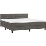 Box spring postelja z vzmetnico temno siva 160x200 cm žamet, (20790370) | Shoptok.si