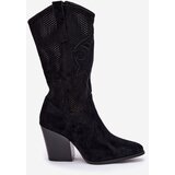 S. BARSKI Perforated Cowboy Boots On Heel Black S.Barski | Shoptok.si