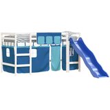  Dječji krevet na kat i zavjese plavi 80 x 200 cm borovina | shoptok.hr