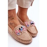 Boto Stylish Suede Moccasins with Decorations Beige Delima | ePonuda.com