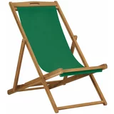 vidaXL Zložljiv stol za na plažo trdna tikovina zelen, (21064956)