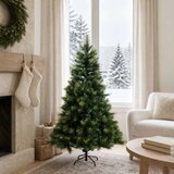  Umjetno božićno drvce s nogom 120 cm PVC i metal Zelena - Zelena 120 cm bez LED svjetala | shoptok.hr