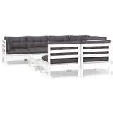 Maison Chic Seti vrtnega pohištva - Vrtna garnitura - Vrtni pohištvo set 8-delna z blazinami bela borovina, (21800611) | Shoptok.si
