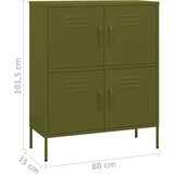 vidaXL Ormarić za pohranu maslinasto zeleni 80 x 35 x 101,5 cm čelični | shoptok.hr