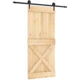  Klizna vrata Prirodna i crna 90 x 210 cm Čvrsta borovina | shoptok.hr
