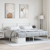 The Living Store Kovinski posteljni okvir z vzglavjem bel 183x213 cm - Kovinski Posteljni Okvir, (21449966) | Shoptok.si