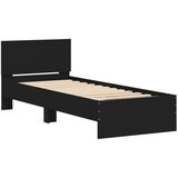  The Living Store Posteljni okvir z vzglavjem črn 90x200 cm inženirski les - Posteljni Okvir, (21528161) | Shoptok.si