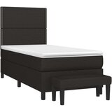 vidaXL Box spring postelja z vzmetnico črna 90x200 cm blago | Shoptok.si