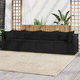Maison Chic Seti vrtnega pohištva - Vrtna garnitura - Vrtni pohištvo set 4-delna z blazinami črn poli ratan, (21816745) | Shoptok.si