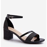 VINCEZA Black Low Heel Women's Glitter Sandals Ploemis | Shoptok.si