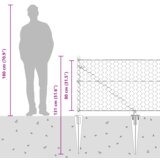 vidaXL Heksagonalna ograja Siva 0.8x50 m Jeklena, Ograjni stebri s konico 13 kos Ø32 mm 100 cm Galvanizirano jeklo | Shoptok.si