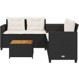 vidaXL Vrtna sofa L-oblika sa stolom i jastucima crna od poliratana | shoptok.hr