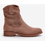S. BARSKI Women's perforated ankle boots with flat heel brown S.Barski | Shoptok.si