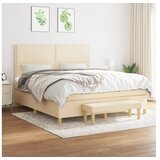 vidaXL Box spring postelja z vzmetnico krem 180x200 cm blago Cene