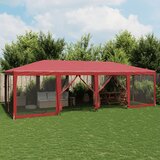 vidaXL Vrtni šotor z 12 mrežastimi stranicami rdeč 8x4 m HDPE Cene
