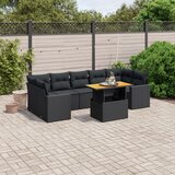 Maison Chic Seti vrtnega pohištva - Vrtna garnitura - Vrtni pohištvo set 8-delna z blazinami črn poli ratan, (21800801) | Shoptok.si
