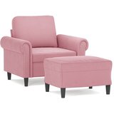  Fotelja s tabureom ružičasta 60 cm baršunasta | shoptok.hr