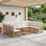  Set vanjskih sofa 10 kom. Prirodna i krema bijela Poliester | shoptok.hr