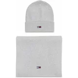 Tommy Jeans Komplet kapa in bandana Tjw Flag Beanie And Scarf AW0AW15482 Siva