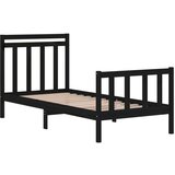  Posteljni okvir črn iz trdnega lesa 75x190 cm 2F6, (20647891) | Shoptok.si