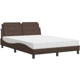 vidaXL Postelja z vzmetnico rjava 140x200 cm umetno usnje, (21111636) Cene