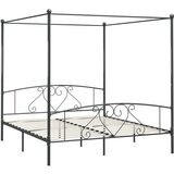 The Living Store Posteljni okvir z ogrodjem za baldahin siv kovinski 180x200 cm - Posteljni Okvir, (21493479) | Shoptok.si