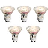 LUEDD Komplet 5 GU10 50mm zatemnitvenih LED žarnic prozornih 4,9W 450 lm 2700K u
