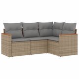 Maison Chic Seti vrtnega pohištva - Vrtna garnitura - Vrtni pohištvo set 4-delna z blazinami bež poli ratan, (21811337) | Shoptok.si