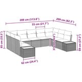 vidaXL 9-delni Vrtni Kavč Set z Blazinami Siva Poli Ratan Akacija | Shoptok.si