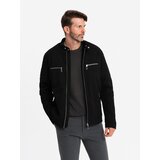 Ombre Men's biker jacket with collar and pockets - black Cijene