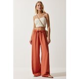 Happiness İstanbul Women's Peach Flowy Knitted Palazzo Trousers cene