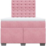 vidaXL Box spring postelja z vzmetnico roza 120x190 cm žamet | Shoptok.si
