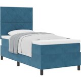 vidaXL Postelja z vzmetnico Temno modra Enojna Žamet, (22051547) | Shoptok.si