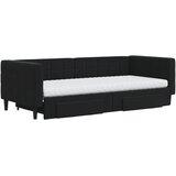 Dnevni krevet na razvlačenje s ladicama crni 90 x 200 cm baršun | shoptok.hr