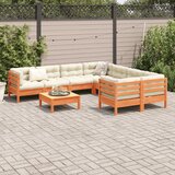  9-dijelni set vrtnih sofa s jastucima voštano smeđi od borovine | shoptok.hr