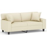 vidaXL kavč dvosed z okrasnimi blazinami krem 140 cm umetno usnje, (20921520) | Shoptok.si