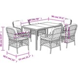  7-dijelni vrtni blagovaonski set s jastucima crni od poliratana Crna 150 cm table length | shoptok.hr