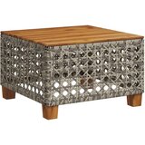 vidaXL Vrtna miza siva 55x55x36 cm poli ratan in akacijev les | Shoptok.si