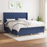  Box spring postelja z vzmetnico modra 160x200 cm blago, (20894884) Cene