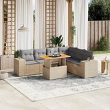 Maison Chic Seti vrtnega pohištva - Vrtna garnitura - Vrtni pohištvo set 7-delna z blazinami bež poli ratan, (21803049) | Shoptok.si